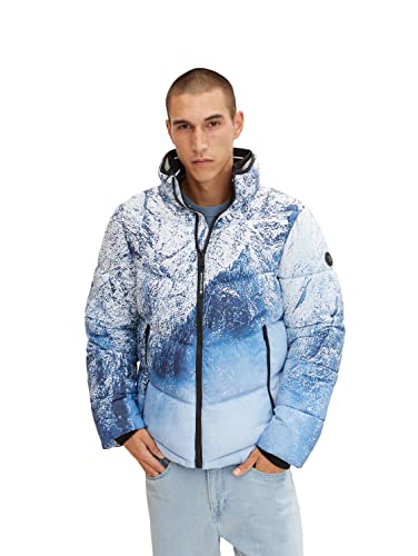 TOM TAILOR Herren Puffer Jacke mit Stehkragen 1032482, 30517 - Blue White Mount Design, M von TOM TAILOR