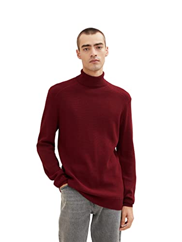 TOM TAILOR Herren 1033684 Basic Rollkragenpullover, 30315 - Burgundy Melange, XL von TOM TAILOR