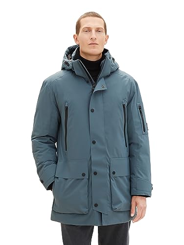 TOM TAILOR Herren 1037354 Hybrid Daunenmantel mit Abnehmbarer Kapuze, 32506-dusty Dark Teal, 3XL von TOM TAILOR