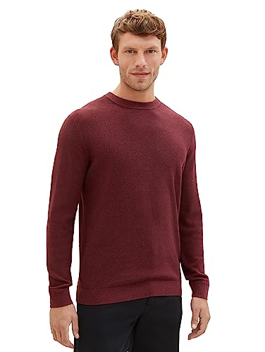 TOM TAILOR Herren 1038612 Basic Strickpullover aus Baumwolle, 32620-tawny Port red Melange, XXXL von TOM TAILOR