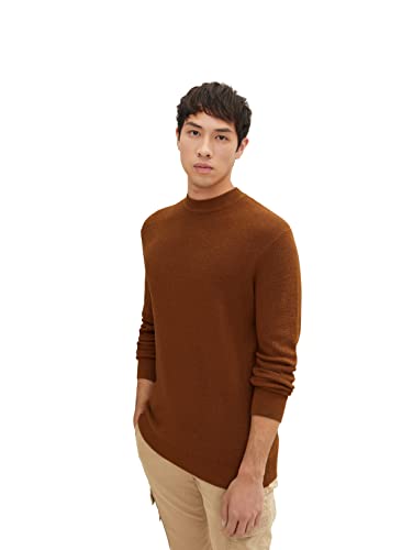 TOM TAILOR Herren Cosy Rollkragenpullover 1032289, 30313 - Equestrian Brown Melange, M von TOM TAILOR