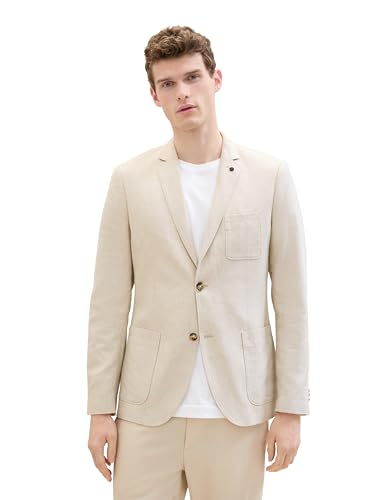 TOM TAILOR Herren Sakko aus Leinen, 35175 - Camel Beige Herringbone, 54 von TOM TAILOR