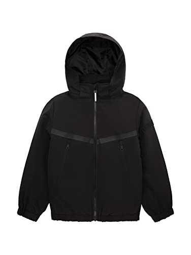 TOM TAILOR Jungen Kinder Bomberjacke mit Kapuze 1035724, Schwarz, 128 von TOM TAILOR