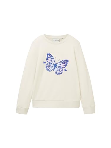 TOM TAILOR Mädchen 1037949 Sweatshirt mit Schmetterling-Print, 13808-Creme, 116/122 von TOM TAILOR
