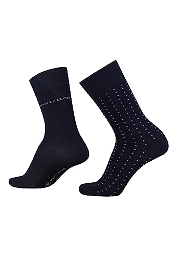 Tom Tailor Socks Herren 43-46 in dark navy – Basic dot Baumwollsocken für Alltag und Freizeit – 2 Paar Herren-Socken von TOM TAILOR