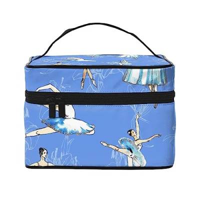 Bunte Fußbälle auf schwarzem Hintergrund Kosmetiktasche Make-up-Tasche Reise-Kosmetiktaschen für Frauen Kulturbeutel, Ballerina Balletttänzer und Aquarell Weiße Lilien, Einheitsgröße von TOMPPY