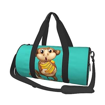 Cute Monkey Printed Sports Duffel Bag Gym Tote Bag Weekender Travel Bag Sports Gym Bag For Workout Overnight Travel Luggage Women Men, Black, One Size, Schwarz , Einheitsgröße von TOMPPY