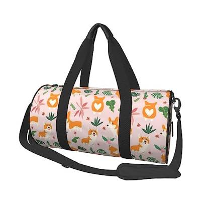 Kleine Größe Corgi Printed Sports Duffel Bag Gym Tote Bag Weekender Reisetasche Sport Gym Bag Für Workout Übernachtung Reisegepäck Damen Herren, Schwarz, Einheitsgröße, Schwarz , Einheitsgröße von TOMPPY