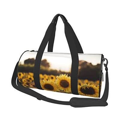 Sunshine Sunflowers Printed Sports Duffel Bag Gym Tote Bag Weekender Travel Bag Sports Gym Bag For Workout Overnight Travel Luggage Women Men, Black, One Size, Schwarz , Einheitsgröße von TOMPPY