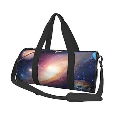 Universe Galaxy Outer Space Printed Sports Duffel Bag Gym Tote Bag Weekender Travel Bag Sports Gym Bag For Workout Overnight Travel Luggage Women Men, Black, One Size, Schwarz , Einheitsgröße von TOMPPY