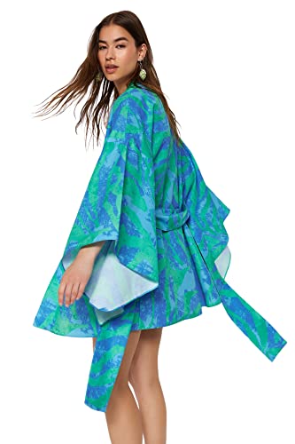 Trendyol Damen Caftan Normale Passform Kimono, Blau-Mehrfarbig, Medium von TRENDYOL