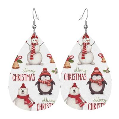 Christmas Santa Claus - Stilvolle Leder-Ohrringe für Frauen - trendige baumelnde Ohrringe mit anmutigem Tropfen-Design, Einheitsgröße, Kunstleder von TRESILA