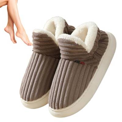 Baumwollhausschuhe für Damen,Hausschuhe mit orthopädischen Sohlen - Bequeme Indoor-Outdoor-Scuff-Slides, Slip-On-Winter-Fuzzy-Hausschuhe für Männer und Frauen Troonz von TROONZ