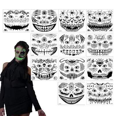 Halloween Glow Body Sticker, Halloween-Gesichts- und Körperaufkleber, Halloween-Make-up-Horror-3D-Stereo-Partyzubehör für Kinder, Jungen und Mädchen Troonz von TROONZ
