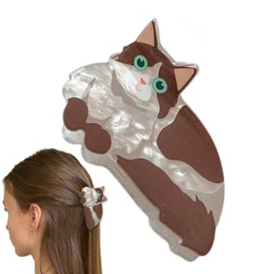 TROONZ Katzen-Haarklammer, Acryl-Haarklammer mit starkem Halt, niedliche Tier-Haarklammer für Frauen und Mädchen, rutschfeste Haarspange, Katzenhaar-Accessoire von TROONZ