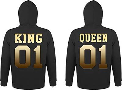 TRVPPY Herren Damen Partner Couple King Queen Pullover Pärchen Set - 1x Herren Hoodie Gold-Schwarz 4XL von TRVPPY