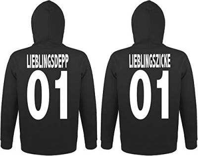 TRVPPY Herren Damen Lieblingsdepp & Lieblingszicke Pullover Pärchen Kapuzenpullover - Damen Hoodie Schwarz Gr. M von TRVPPY