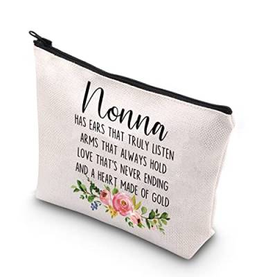 Nonna Geschenk Oma Geschenk Muttertag Geschenk Nonna Reisetasche Reißverschluss Tasche Großmutter Geschenk für Frauen, Beige, Nonna von TSOTMO