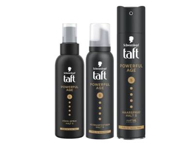 Taft Schwarzkopf Schaumfestiger Powerful Age (150ml) Haltegrad 5 & Haarspray Powerful Age (250 ml) Haarstyling dünner werdendes Haar & Föhn-Spray Powerful Age (150ml) vegane Formel* von TAFT