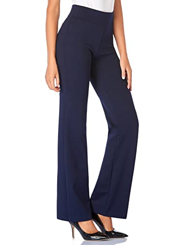 Tapata Damen 71cm/76cm/81cm/86cm Bootcut Stretch-Hose Hoher Bund Frauen Bürohosen Arbeitshose Bauchkontrolle Lange Elegante Schlaghose Freizeithose Yogahose 71cm Dunkelblau M von Tapata