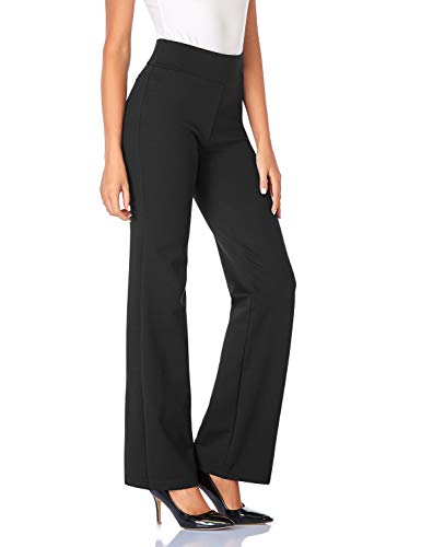 Tapata Damen 71cm/76cm/81cm/86cm Bootcut Stretch-Hose Hoher Bund Frauen Bürohosen Arbeitshose Bauchkontrolle Lange Elegante Schlaghose Freizeithose Yogahose 86cm Schwarz XXL von Tapata