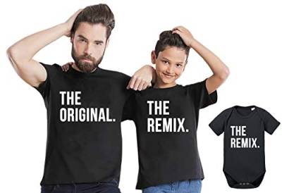 Original Remix - Partner - T-Shirt Vater Sohn Papa Kind Baby Strampler Body Partnerlook, Größe:98-104, T-Shirts:Kinder T-Shirt Weiß von Tee Kiki