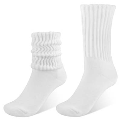 Telooco Damen Slouchy Socks 1 Paar Tennissocken Damen Freizeitsocken Booty Kompressionssocken Weiche Dicke Geschichtete Socken Stiefelsocken für Herbst- und Winterwärme (Weiß) von Telooco