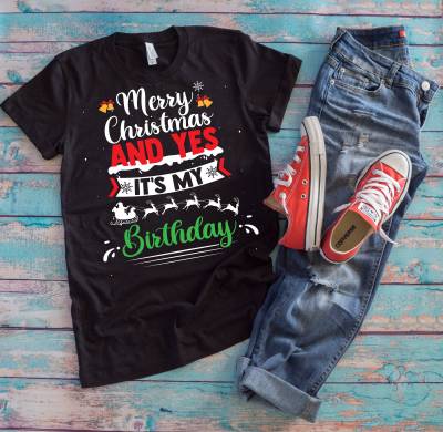 Weihnachts-Geburtstagsshirt | Merry Christmas & Yes It Es My Birthday Lustige Weihnachtsmann Geburtstagsgeschenk von TempusVitae