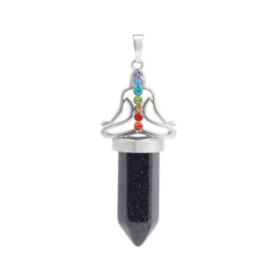 Stein-Halskette, sechseckiger Naturstein-Anhänger, Halskette für Männer und Frauen, Kristall, 7 Chakra, Yoga-Halsketten, einfacher Modeschmuck, blauer Sand, Einheitsgröße von Tesselite