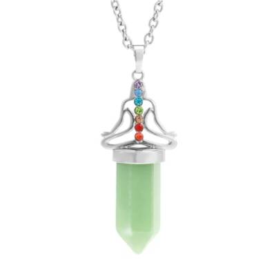 Stein-Halskette – sechseckige Naturstein-Anhänger-Halskette für Männer und Frauen, Kristall-7-Chakra-Yoga-Halsketten, einfacher Modeschmuck, Aventurin-Kette, Einheitsgröße von Tesselite