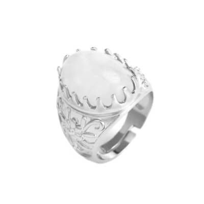 Steinring – Personalisierter Naturstein in Eiform, weiß umwickelter Ring, Herren-Ring aus rotem Jaspis und blauem Sand, für Party, Hochzeit, Urlaub, Geschenk, Schmuck, weißer Kristall, S, Einhei von Tesselite