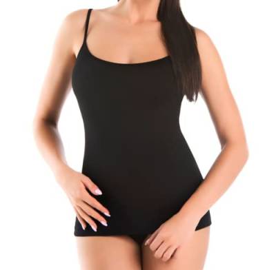 Teyli Damen Spaghetti Top aus Bambusfaser Schwarz 4XL von Teyli