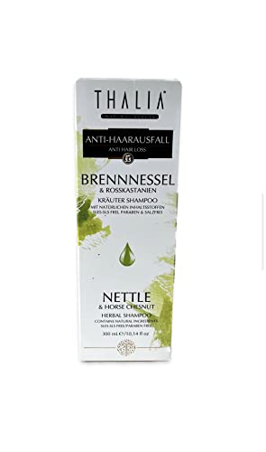 Thalia Brennnessel & Rosskastanien Shampoo 300 ml,Haarwachstumfördernd, für Männer & Frauen, ohne Silikon, VEGAN, natürliche Haarpflege, Naturprodukt,natürlich Inhaltsstoffe von THALIA