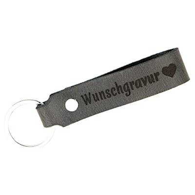 Tidero Schlüsselanhänger Leder mit Wunschgravur, BEIDSEITIG ANPASSBAR individuelle Gravur - personalisiert Schlüsselbund Namen Auto - Geschenk für Männer Frauen Handmade in Germany - Grau Retro von Tidero