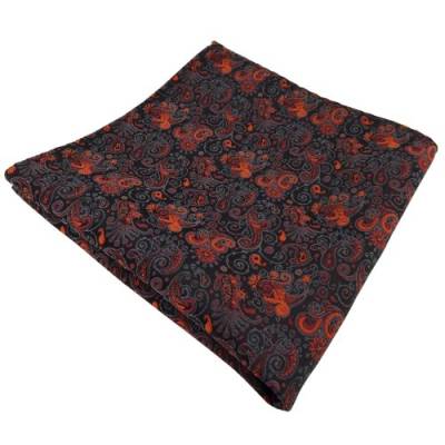 TigerTie Designer Einstecktuch in orange braun schwarz grau paisley gemustert von TigerTie