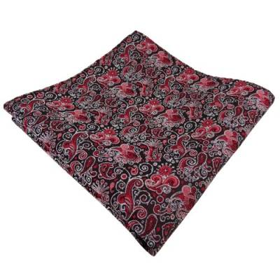 TigerTie Designer Einstecktuch in rot bordeaux rosa schwarz silber paisley von TigerTie