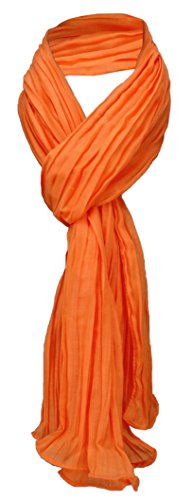 TigerTie Schal gecrasht in orange leuchtorange einfarbig Uni - Gr. 160 x 70 cm von TigerTie