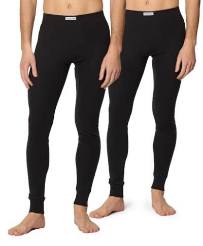 Timone Herren Lange Unterhose TI30-127 ((2er Pack) Schwarz/Schwarz, S) von Timone