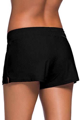 Tmaza Damen Badeshorts Kurze Badehose Schnell Trocknendes Schwimmshorts Wassersport Boardshorts Schwimmhose UV Schutz, Schwarz 54-56=Etikettgr.3XL von Tmaza