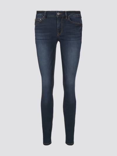 TOM TAILOR DENIM Damen Jona Extra Skinny Jeans mit recyceltem Polyester, blau, Uni, Gr. 26/30 von Tom Tailor Denim