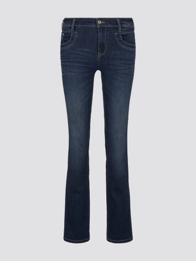 TOM TAILOR Damen Alexa Straight Jeans mit Bio-Baumwolle, blau, Logo Print, Gr. 33/34 von Tom Tailor