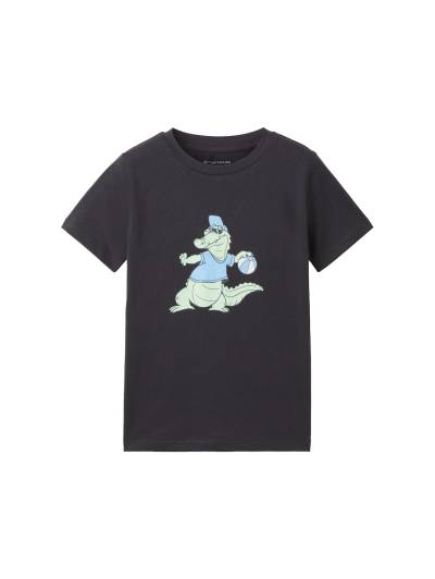 TOM TAILOR Jungen T-Shirt mit Print, grau, Print, Gr. 92/98 von Tom Tailor