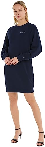 Tommy Hilfiger Damen Kleid 1985 Mini Corplogo C-Nk Drs Ls Langarm, Blau (Desert Sky), XL von Tommy Hilfiger