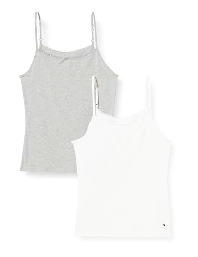 Tommy Hilfiger Damen 2 Pack Cami with Lace UW0UW04892 Camisole, Beige (White/Grey Heather), XL von Tommy Hilfiger