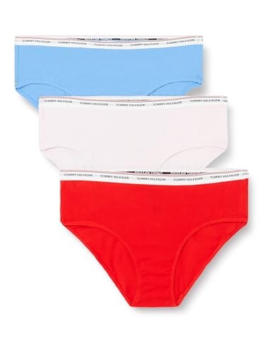 Tommy Hilfiger Damen 3er Pack Slips Bikini Form Baumwolle mit Stretch, Mehrfarbig (Fierce Red/Blue Spell/Pearly Pink), L von Tommy Hilfiger