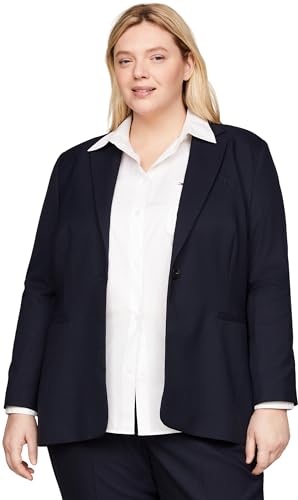 Tommy Hilfiger Damen Blazer Curve Elegant, Blau (Desert Sky), 46 von Tommy Hilfiger