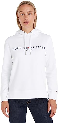 Tommy Hilfiger Damen Hoodie Heritage mit Kapuze, Weiß (White), M von Tommy Hilfiger