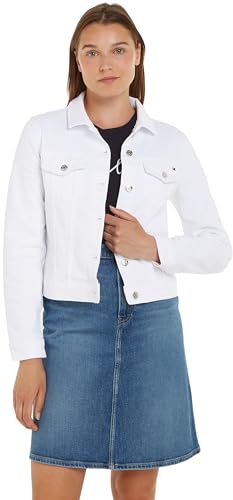 Tommy Hilfiger Damen Jeansjacke Denim Slim Jacket mit Stretch, Weiß (Th Optic White), 44 von Tommy Hilfiger