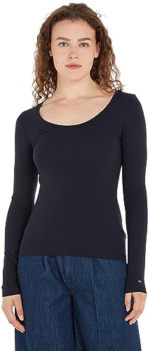 Tommy Hilfiger Damen Langarmshirt Slim Modern Basic, Blau (Desert Sky), XXS von Tommy Hilfiger