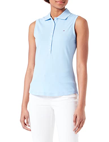 Tommy Hilfiger Damen Poloshirt Kurzarm Ärmellos, Blau (Vessel Blue), S von Tommy Hilfiger